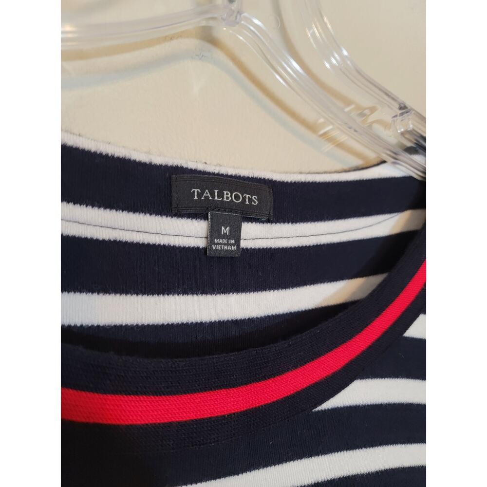 Talbots Striped Jersey Knit Dress Blue and White Striped Size Medium Nautical - Picture 4 of 6